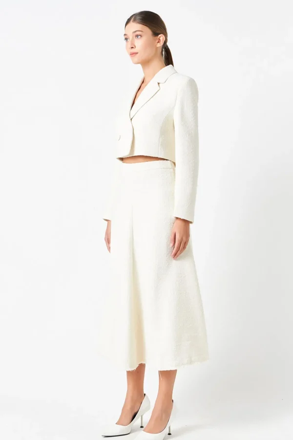 ENDLESS ROSE Blazers*- Textured Cropped Jacket CREAM
