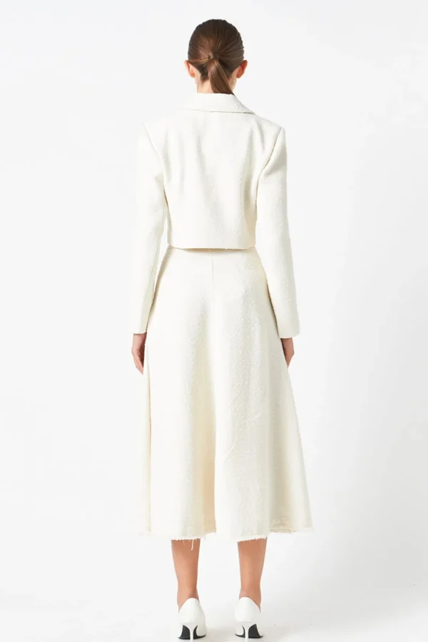 ENDLESS ROSE Blazers*- Textured Cropped Jacket CREAM