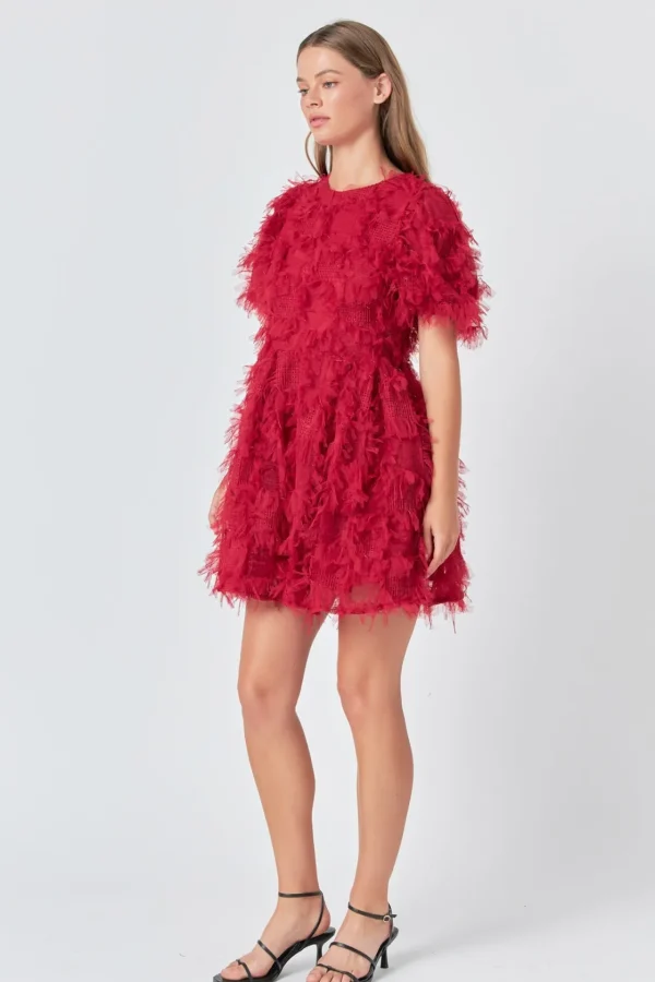 ENDLESS ROSE Little Black Dress | Tops*- Textured Mesh Mini Dress