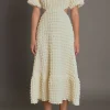 ENDLESS ROSE Puff Sleeve | Tops*- Textured Midi Dress IVORY