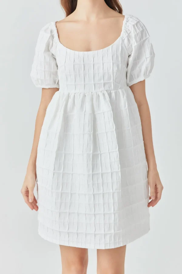 ENDLESS ROSE Tops*- Textured Mini Dress WHITE