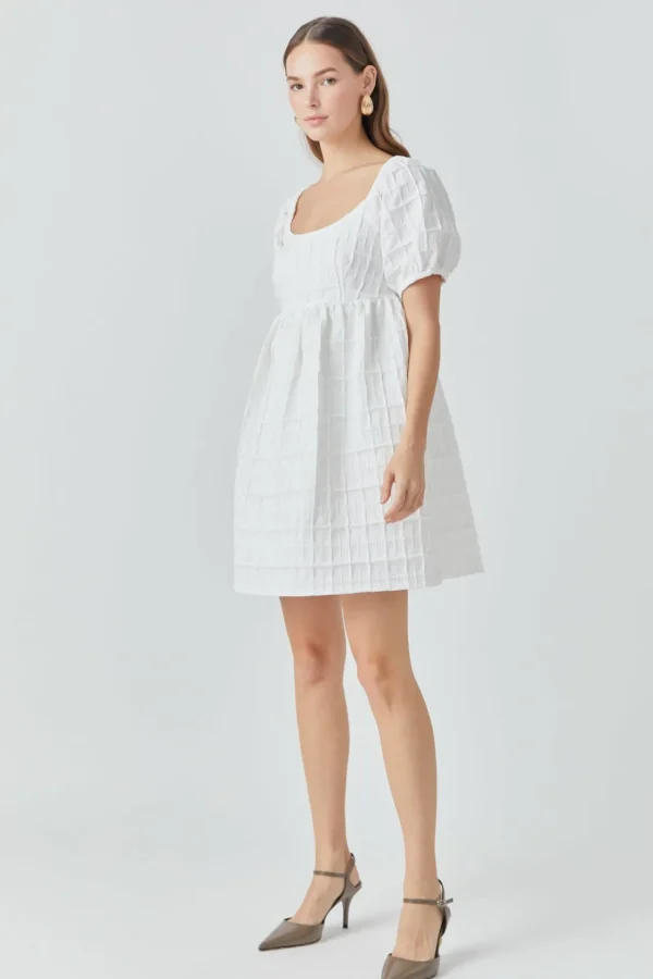 ENDLESS ROSE Tops*- Textured Mini Dress WHITE