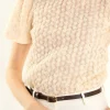 ENDLESS ROSE Tops*- Textured Mock Neck Top IVORY