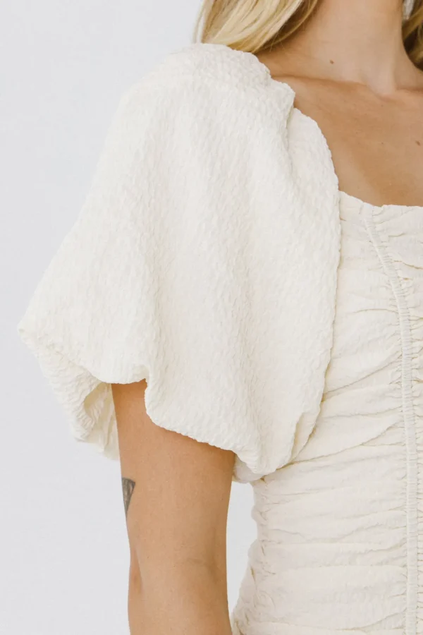 ENDLESS ROSE Tops*- Textured Off-The-Shoulder Dress IVORY