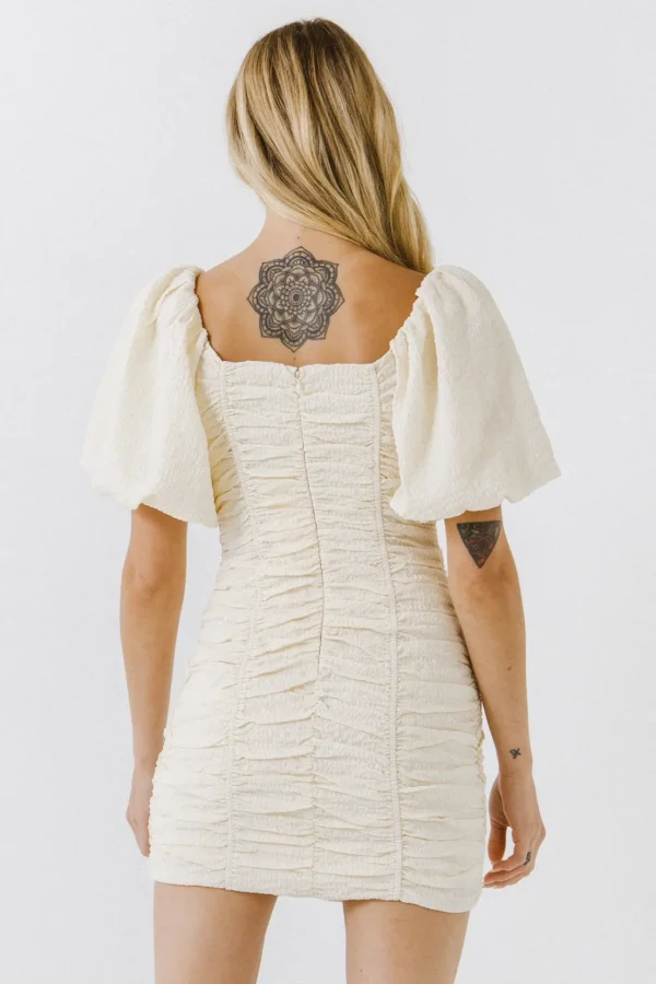 ENDLESS ROSE Tops*- Textured Off-The-Shoulder Dress IVORY