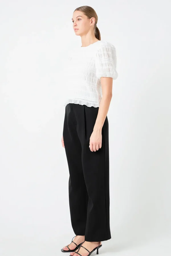 ENDLESS ROSE Tops*- Textured Puff Sleeve Top