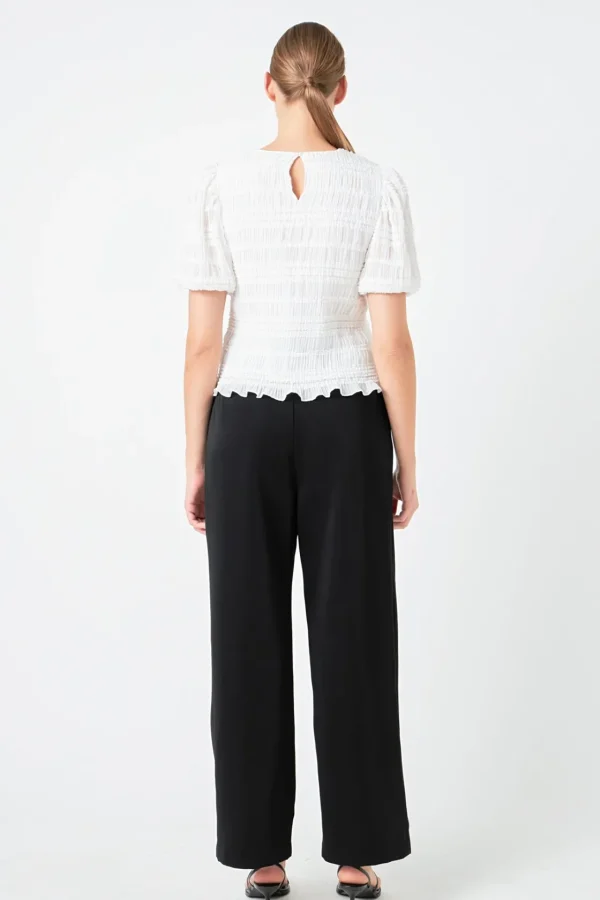 ENDLESS ROSE Tops*- Textured Puff Sleeve Top