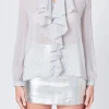 ENDLESS ROSE Shirts & Blouses | Tops*- Tied Ruffle Blouse SILVER
