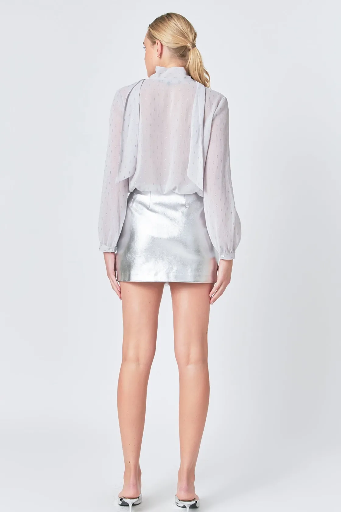 endless_rose__tied_ruffle_2.webp ENDLESS ROSE Shirts & Blouses | Tops*- Tied Ruffle Blouse SILVER