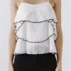 ENDLESS ROSE Tops*- Tiered Ruffle Cami Top WHITE