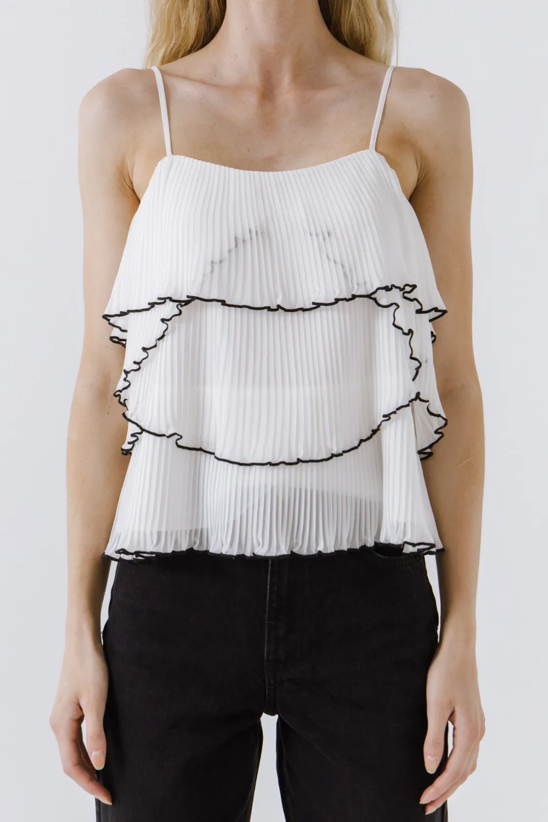 endless_rose__tiered_ruff_0.webp ENDLESS ROSE Tops*- Tiered Ruffle Cami Top WHITE
