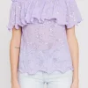 ENDLESS ROSE Tops*- Tiered Sequin Chiffon Top PURPLE