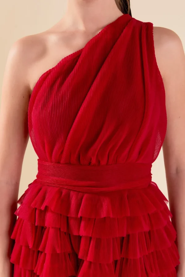 ENDLESS ROSE One Shoulder | Little Black Dress*- Tiered Tulle Mini Dress