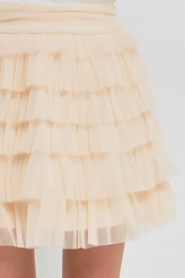 ENDLESS ROSE Skirts | Tops*- Tiered Tulle Mini Skirt CREAM