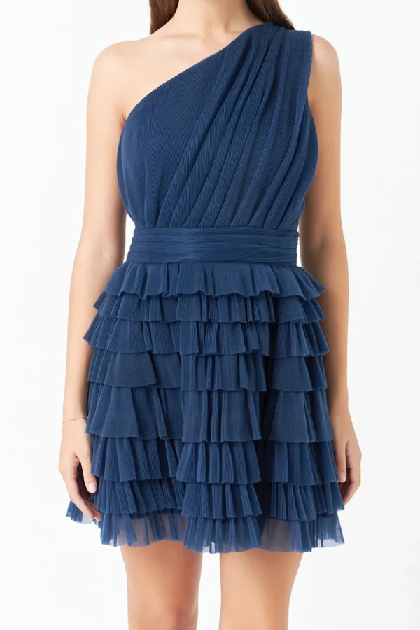 ENDLESS ROSE One Shoulder | Little Black Dress*- Tiered Tulle Mini Dress