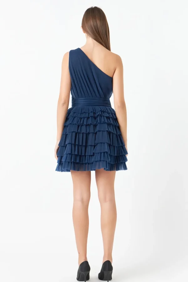 ENDLESS ROSE One Shoulder | Little Black Dress*- Tiered Tulle Mini Dress