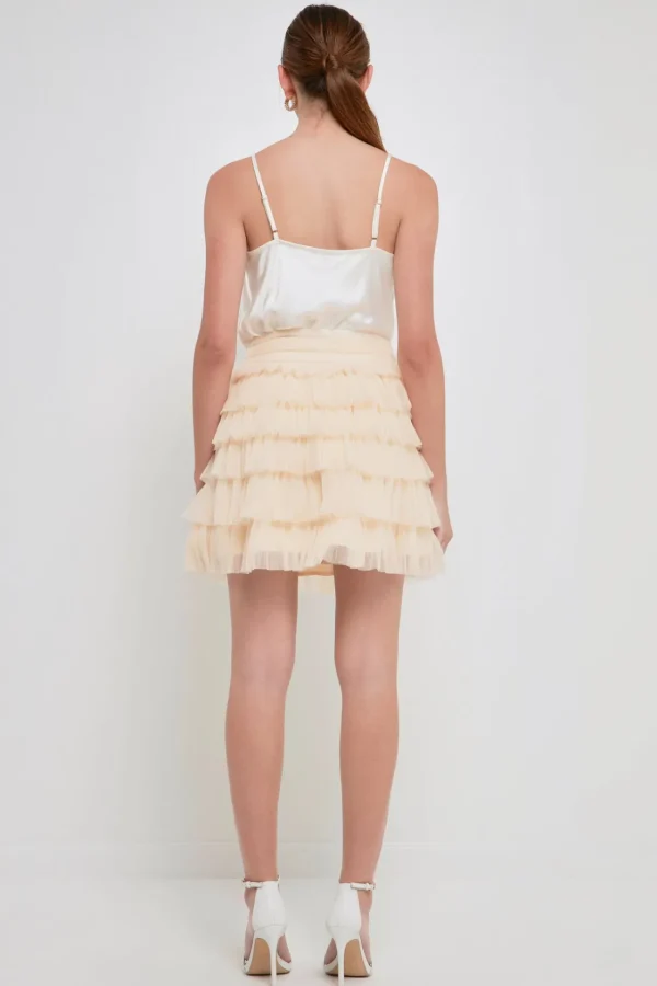 ENDLESS ROSE Skirts | Tops*- Tiered Tulle Mini Skirt CREAM