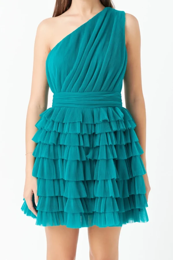 ENDLESS ROSE One Shoulder | Little Black Dress*- Tiered Tulle Mini Dress