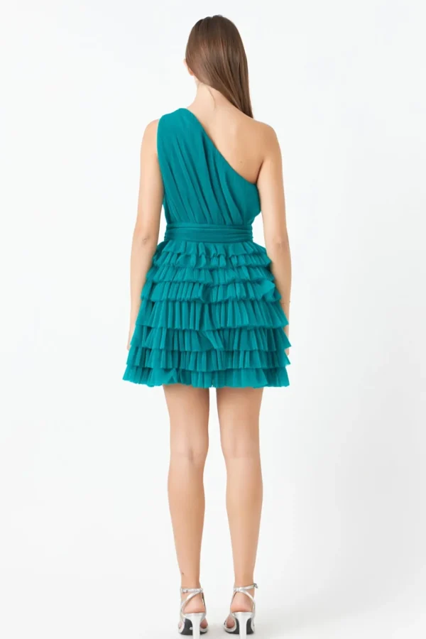 ENDLESS ROSE One Shoulder | Little Black Dress*- Tiered Tulle Mini Dress
