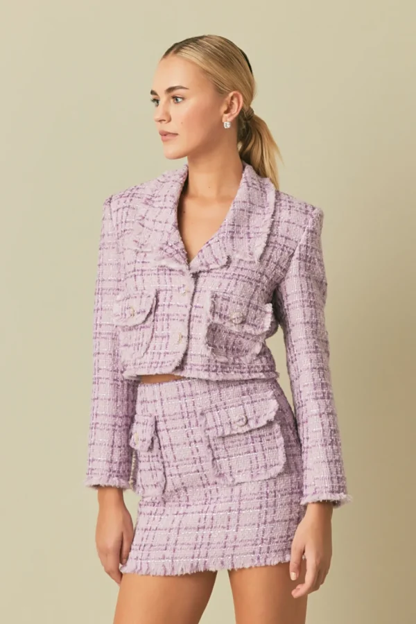 ENDLESS ROSE Matching Sets | Skirts*- Tonal Boucle Tweed Skirt PURPLE