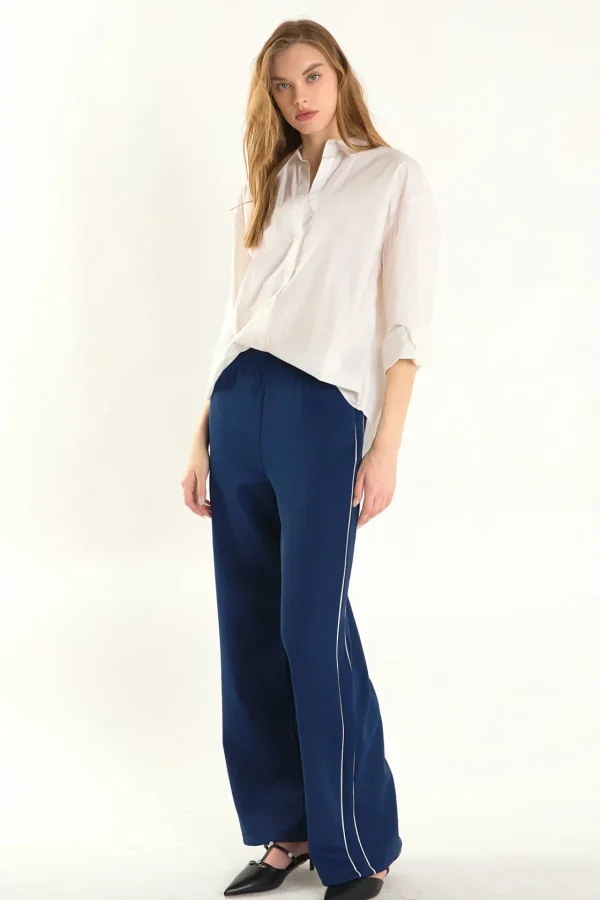 ENDLESS ROSE Pants | Tops*- Track Pants with Piping NAVY