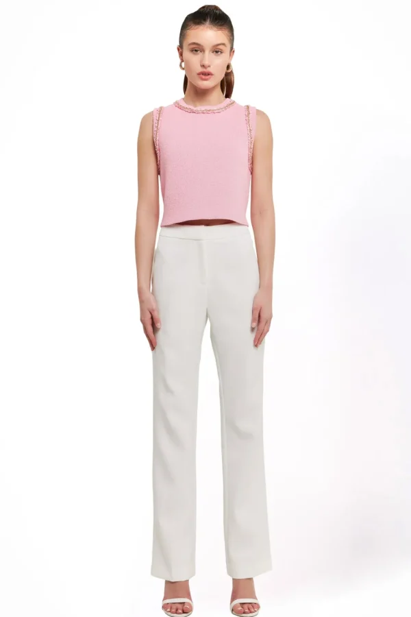 ENDLESS ROSE Tops*- Trim Detail Knit Tank Top