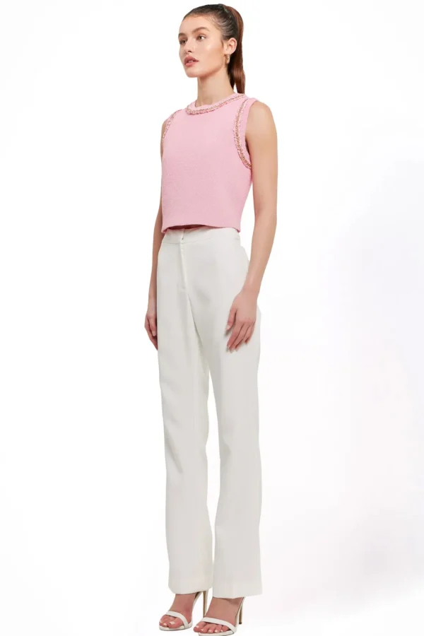 ENDLESS ROSE Tops*- Trim Detail Knit Tank Top