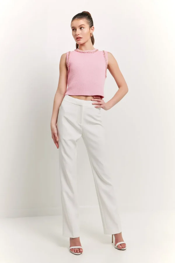 ENDLESS ROSE Tops*- Trim Detail Knit Tank Top