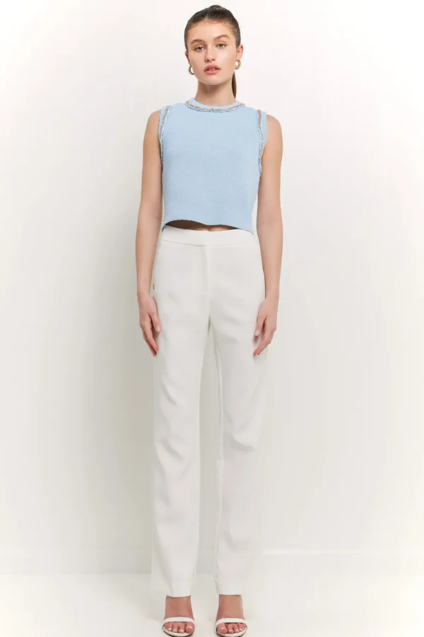 ENDLESS ROSE Tops*- Trim Detail Knit Tank Top