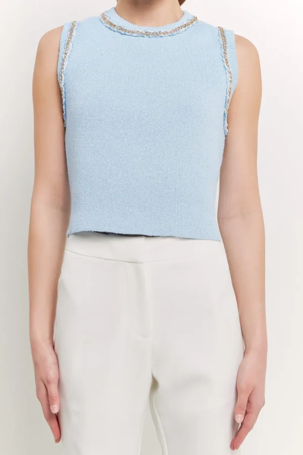 ENDLESS ROSE Tops*- Trim Detail Knit Tank Top