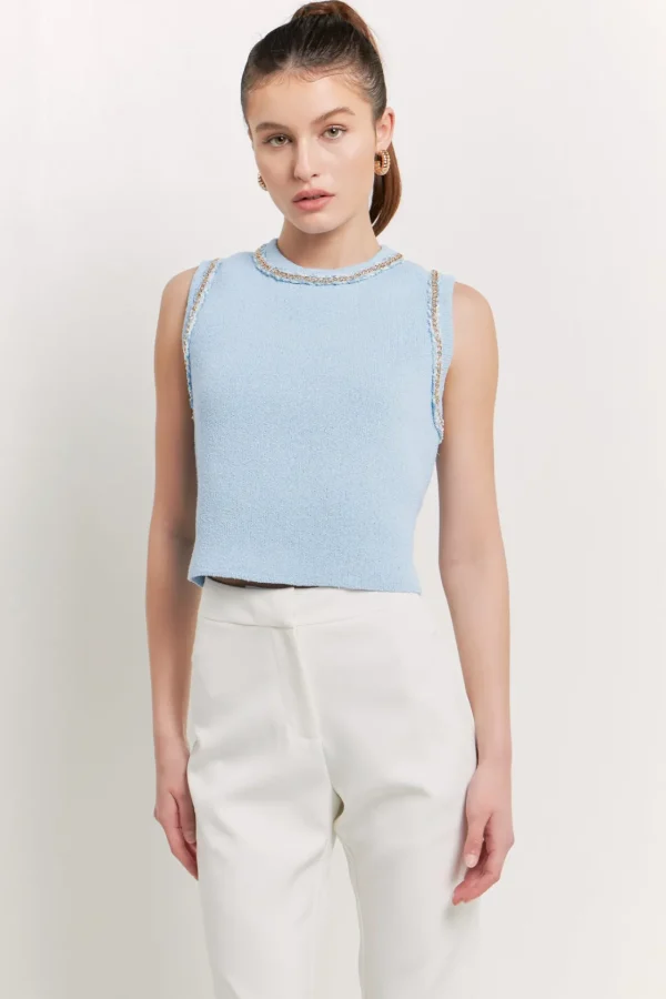 ENDLESS ROSE Tops*- Trim Detail Knit Tank Top