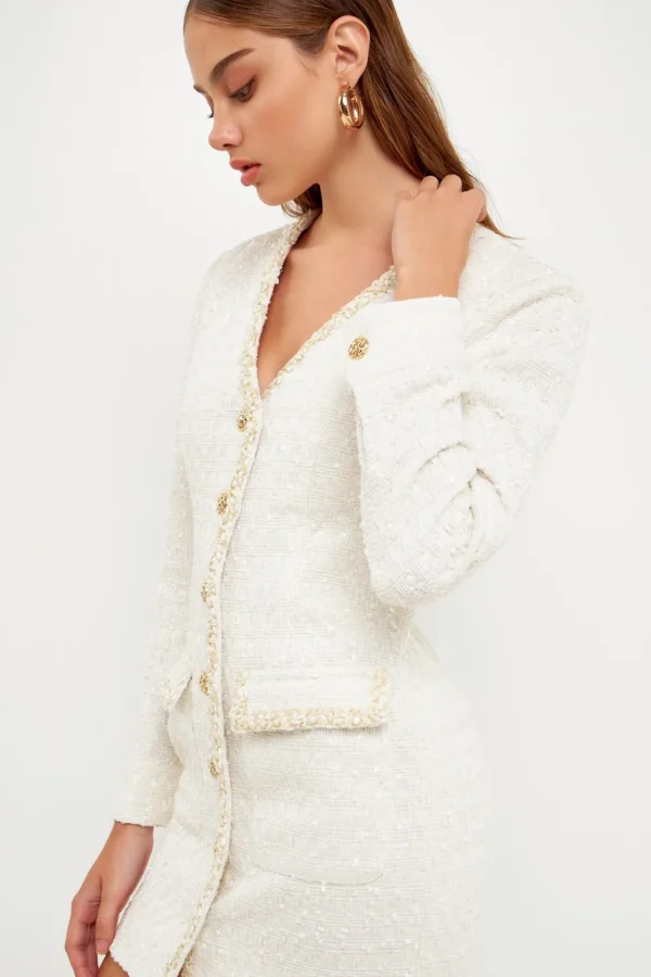ENDLESS ROSE Tweed Dresses*- Trim Detail Tweed Dress