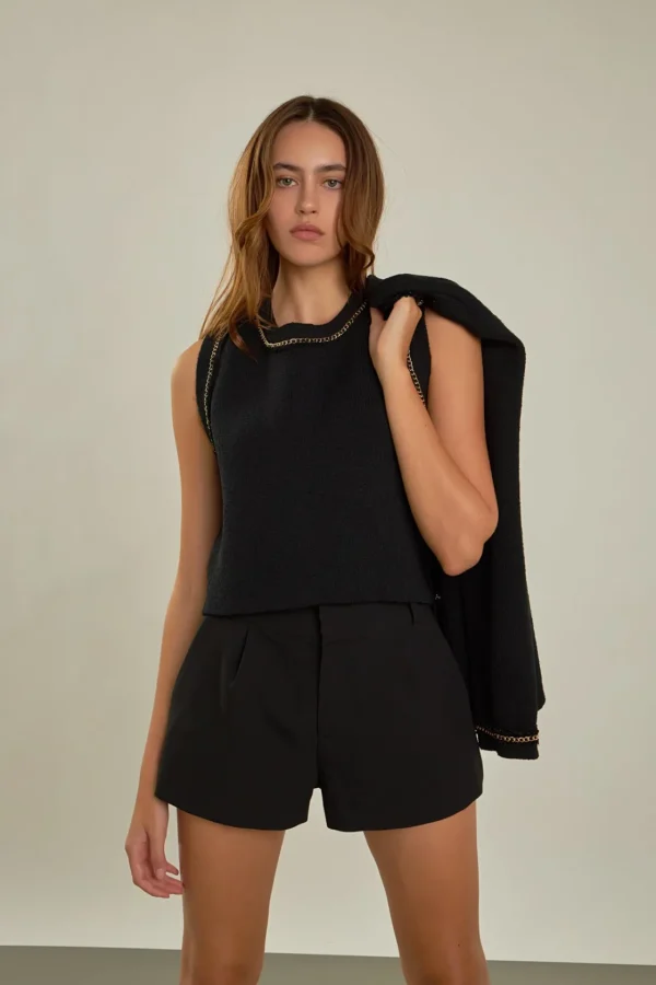 ENDLESS ROSE Tops*- Trim Detail Knit Tank Top