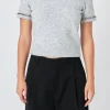 ENDLESS ROSE Tops*- Trimmed Knit Short Sleeve Top