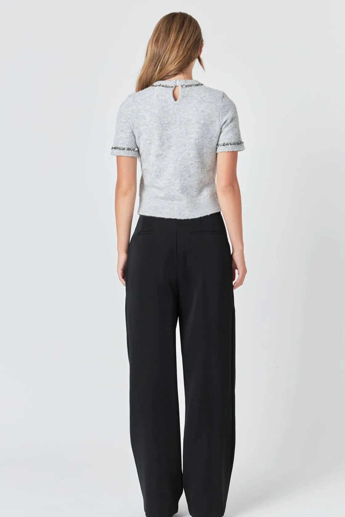 endless_rose__trimmed_kni_2.webp ENDLESS ROSE Tops*- Trimmed Knit Short Sleeve Top
