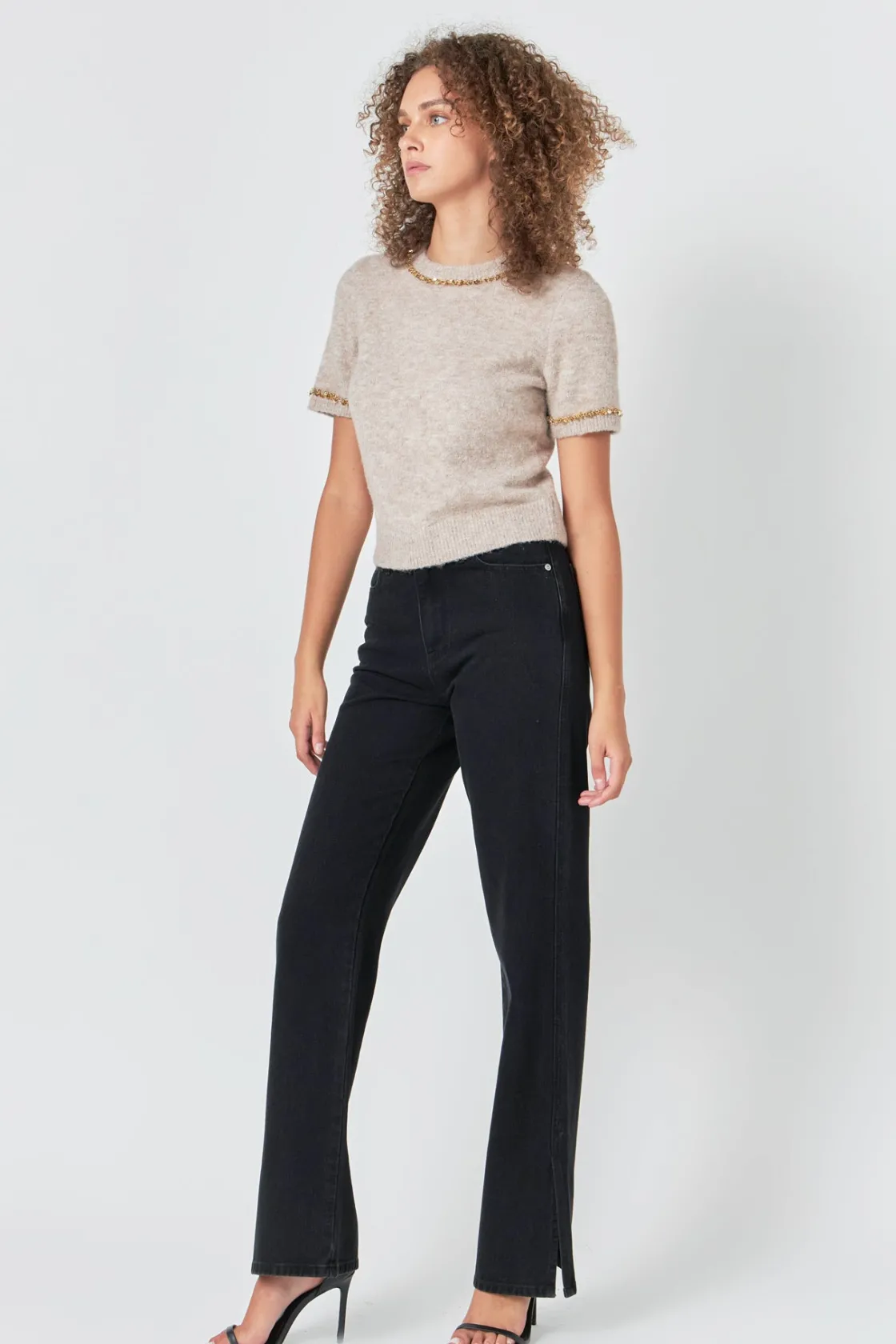 endless_rose__trimmed_kni_6.webp ENDLESS ROSE Tops*- Trimmed Knit Short Sleeve Top