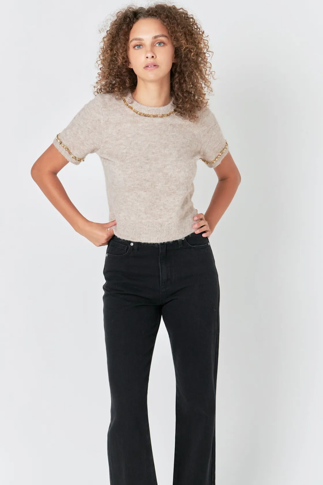 endless_rose__trimmed_kni_8.webp ENDLESS ROSE Tops*- Trimmed Knit Short Sleeve Top