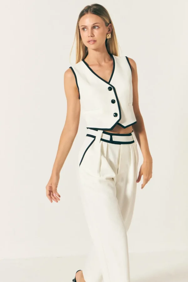 ENDLESS ROSE Matching Sets | Pants*- Trousers with Binding Detail WHITE