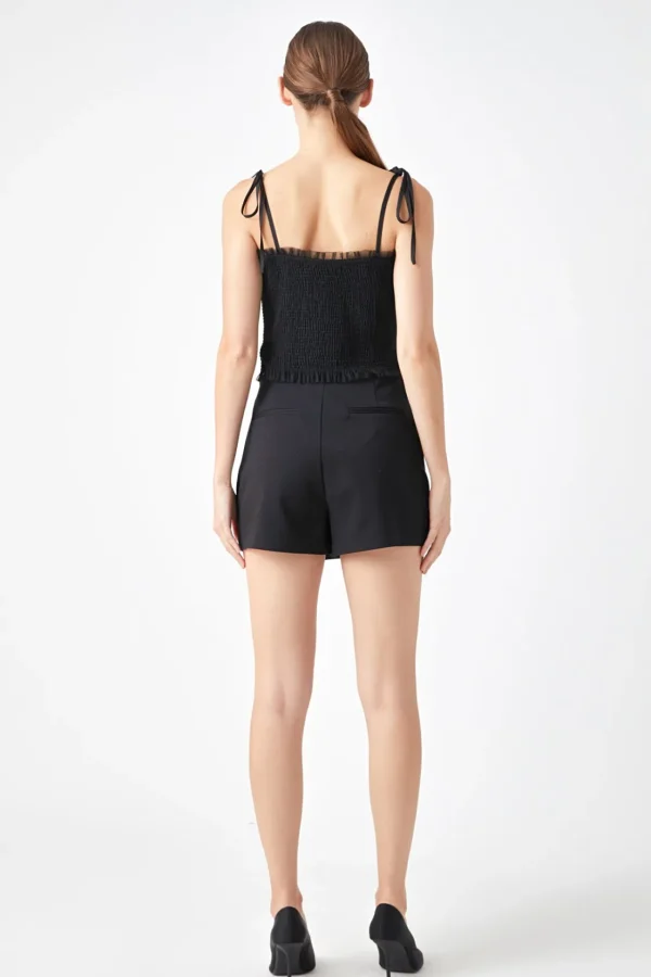 ENDLESS ROSE Tops*- Tulle Cropped Top