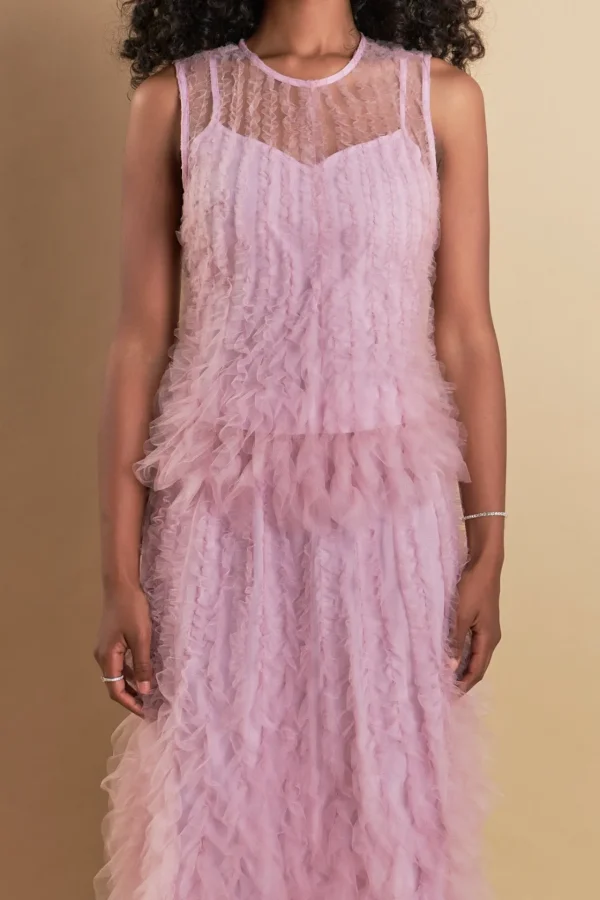 ENDLESS ROSE Matching Sets | Tops*- Tulle Ruffled Sleeveless Top MULBERRY