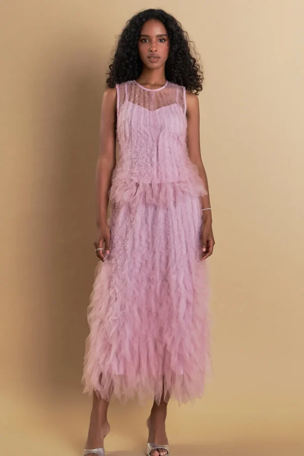 ENDLESS ROSE Matching Sets | Tops*- Tulle Ruffled Sleeveless Top MULBERRY