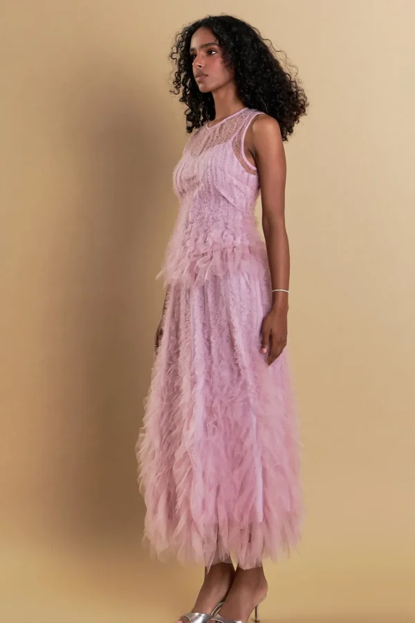 ENDLESS ROSE Matching Sets | Tops*- Tulle Ruffled Sleeveless Top MULBERRY