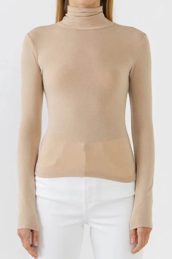 ENDLESS ROSE Tops*- Turtle Neck Long Sleeve Knit Top