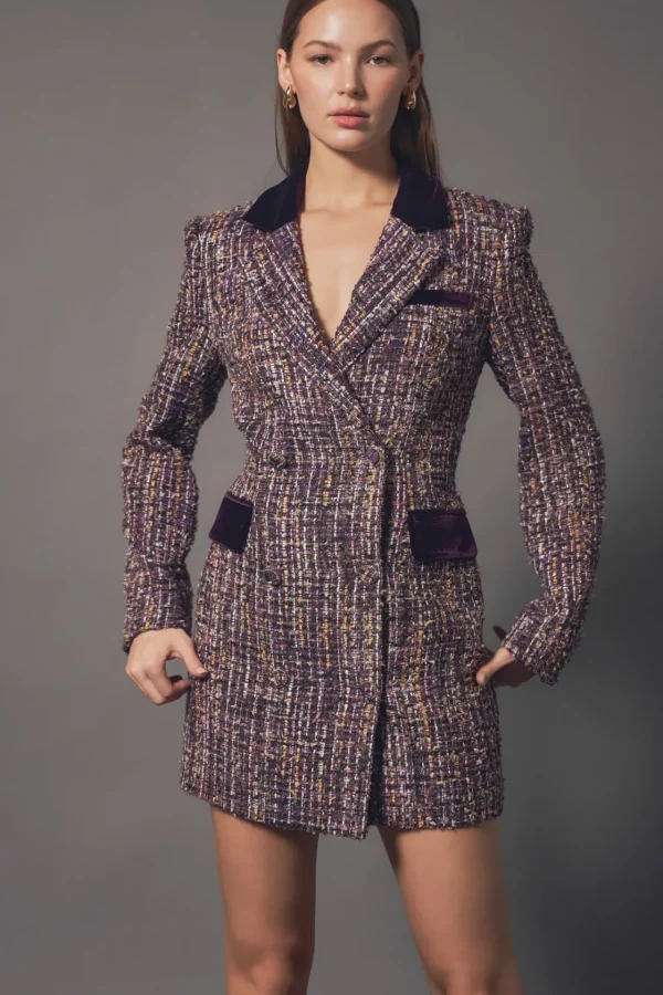 ENDLESS ROSE Blazers | Tops*- Tweed Blazer Dress BORDEAUX