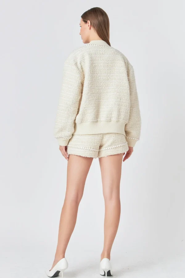 ENDLESS ROSE Matching Sets | Jackets & Coats*- Tweed Bomber Jacket IVORY
