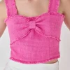 ENDLESS ROSE Tops*- Tweed Bow Tie Top