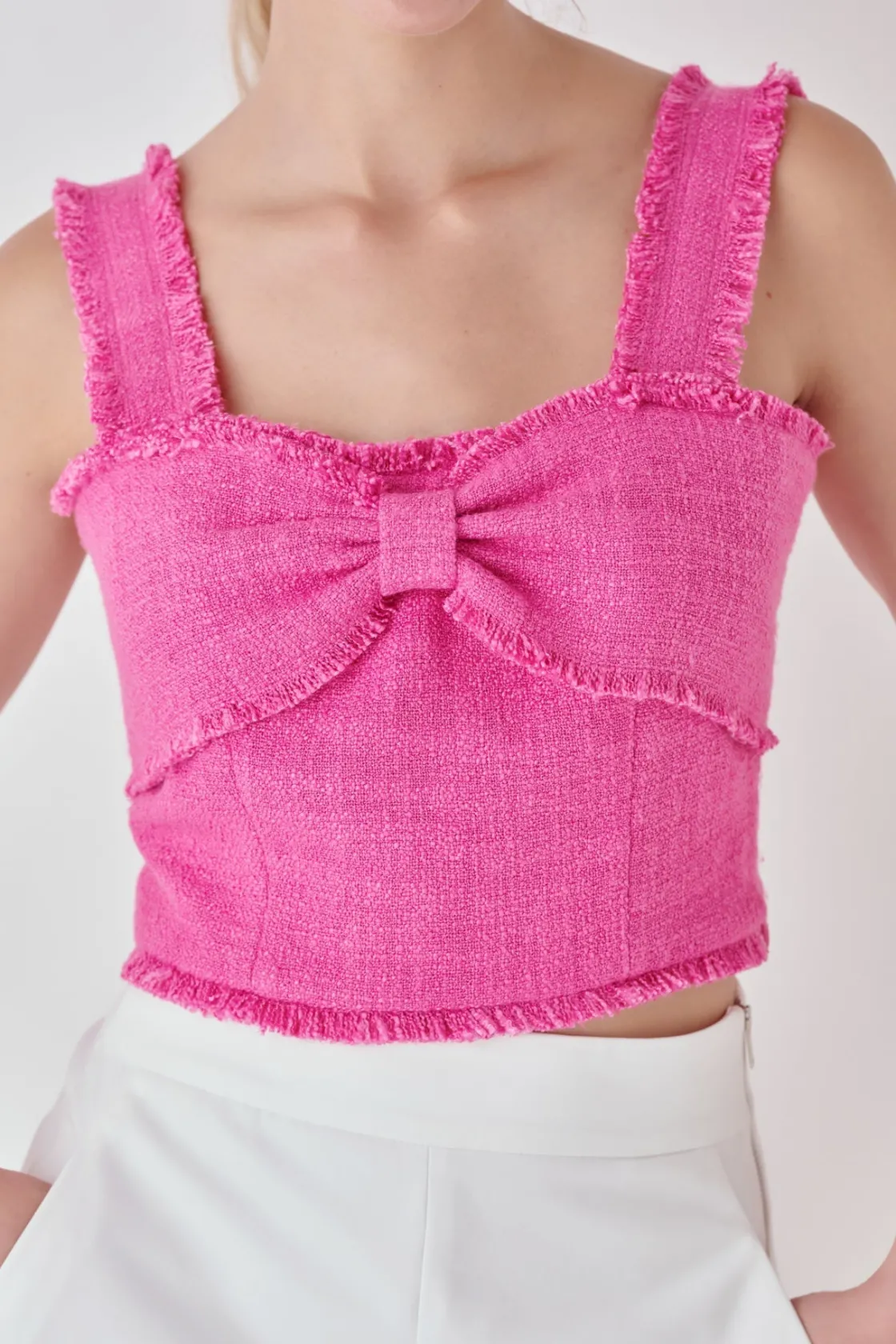 endless_rose__tweed_bow_t_0.webp ENDLESS ROSE Tops*- Tweed Bow Tie Top