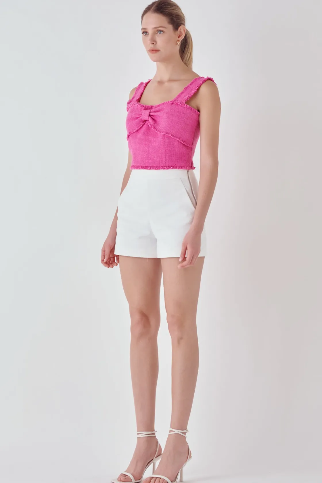 endless_rose__tweed_bow_t_1.webp ENDLESS ROSE Tops*- Tweed Bow Tie Top