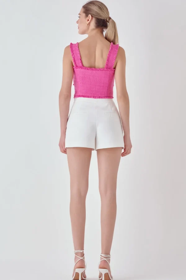 ENDLESS ROSE Tops*- Tweed Bow Tie Top