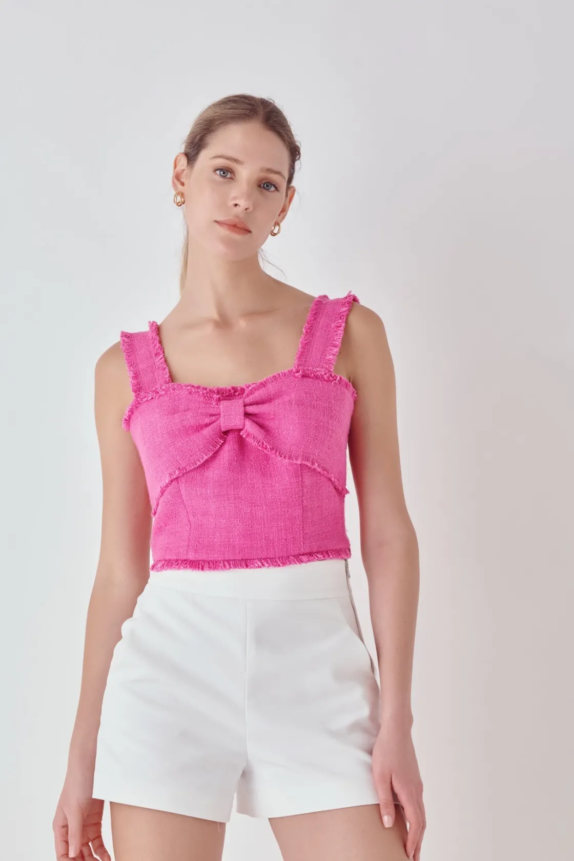 endless_rose__tweed_bow_t_3.webp ENDLESS ROSE Tops*- Tweed Bow Tie Top